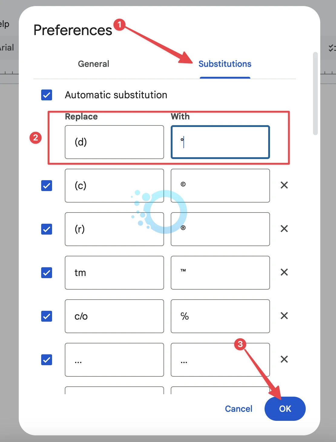 degree symbol google docs